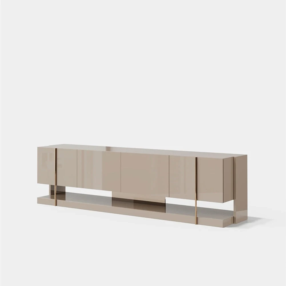 Ellender 220 cm - Meuble TV 4 tiroirs sur piètement métal