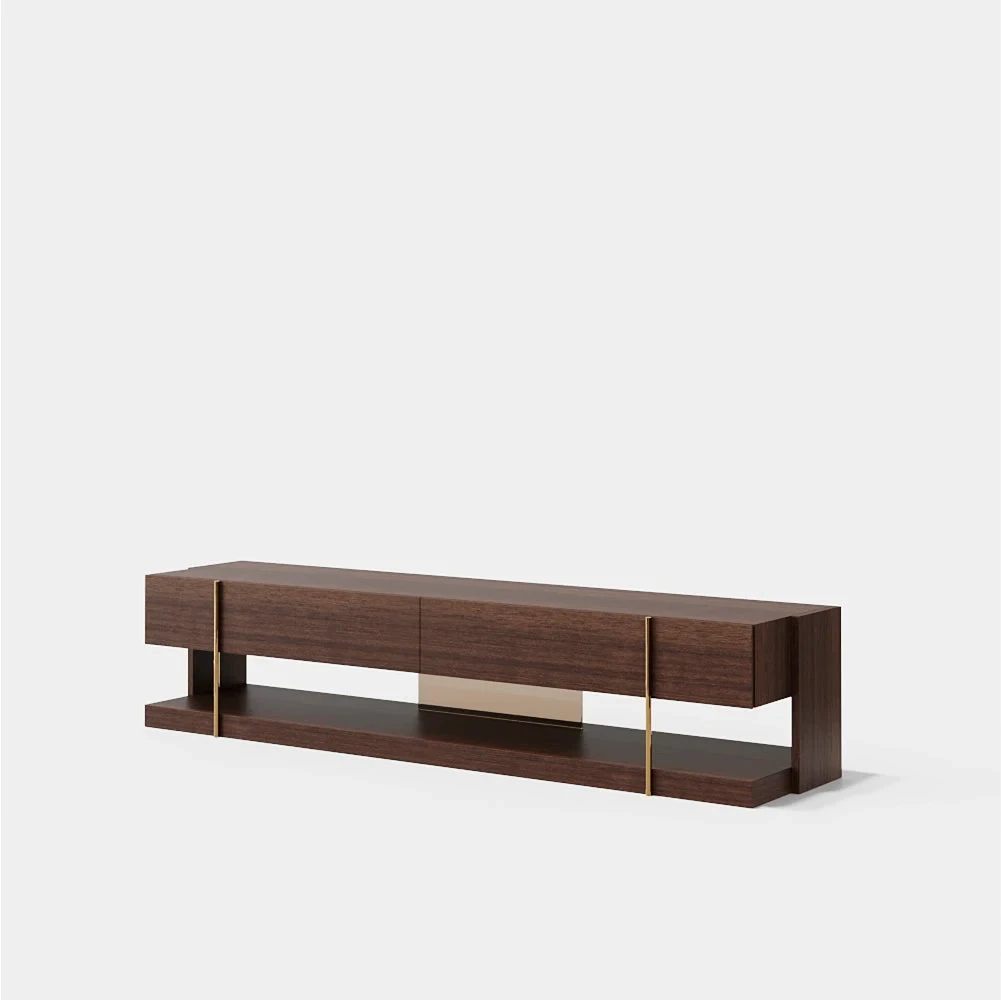 Ellender 220 cm - Meuble TV 2 tiroirs sur piètement métal