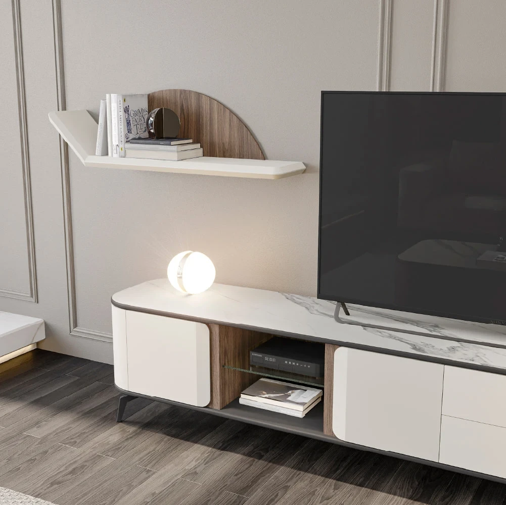 Tepui 240 cm - Meuble TV 2 tiroirs sur pieds