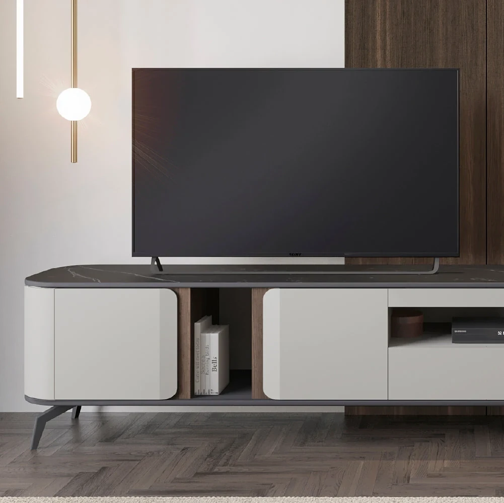 Tepui 210 cm - Meuble TV 2 portes et 1 tiroir sur pieds