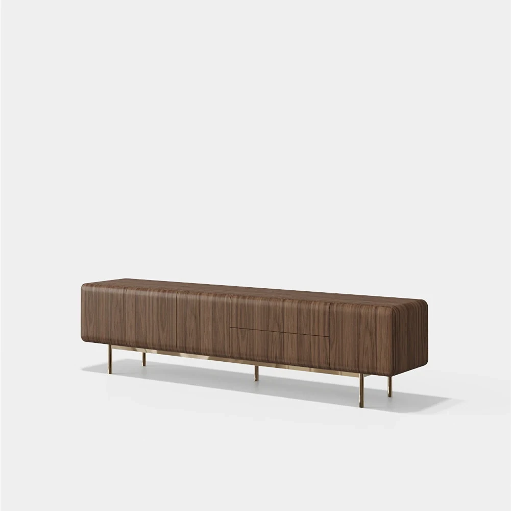 Vasari 240 cm - Meuble TV tiroirs et portes sur pieds