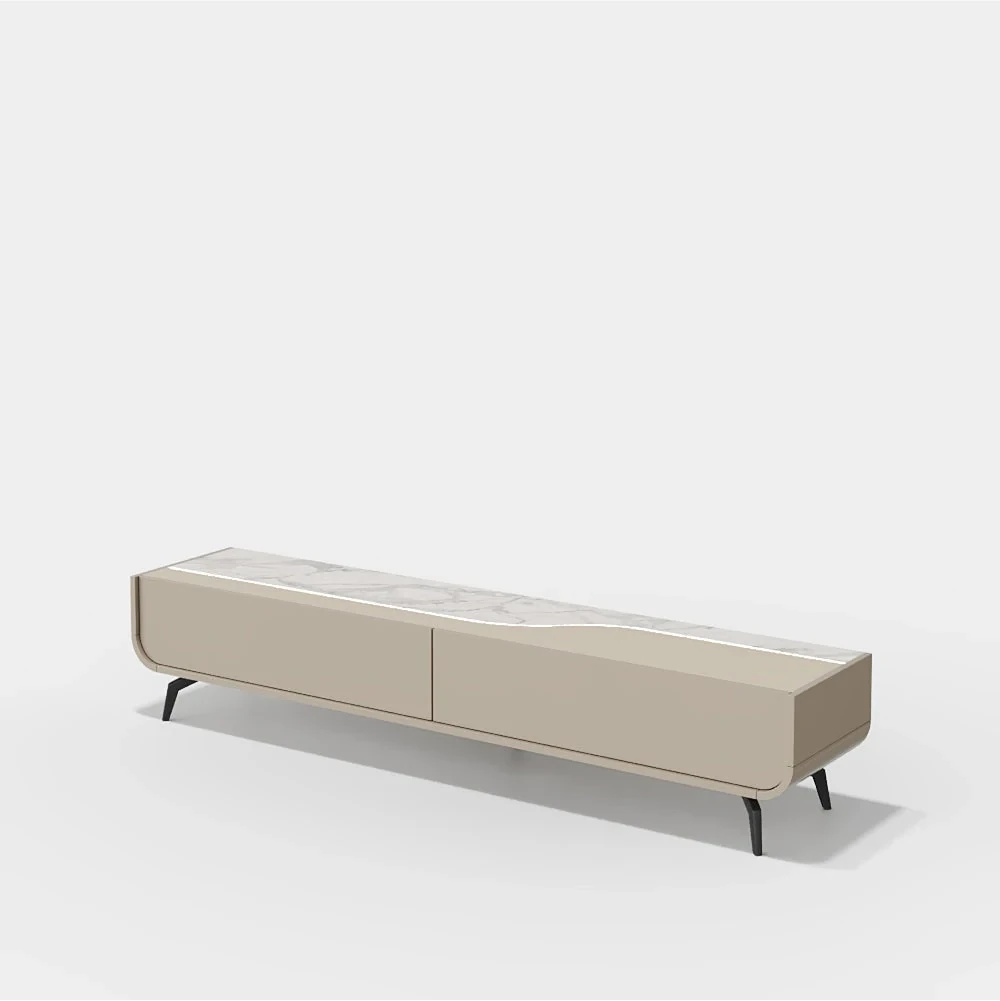 Linard 2G II 220 cm - Meuble TV sur pieds éclairé