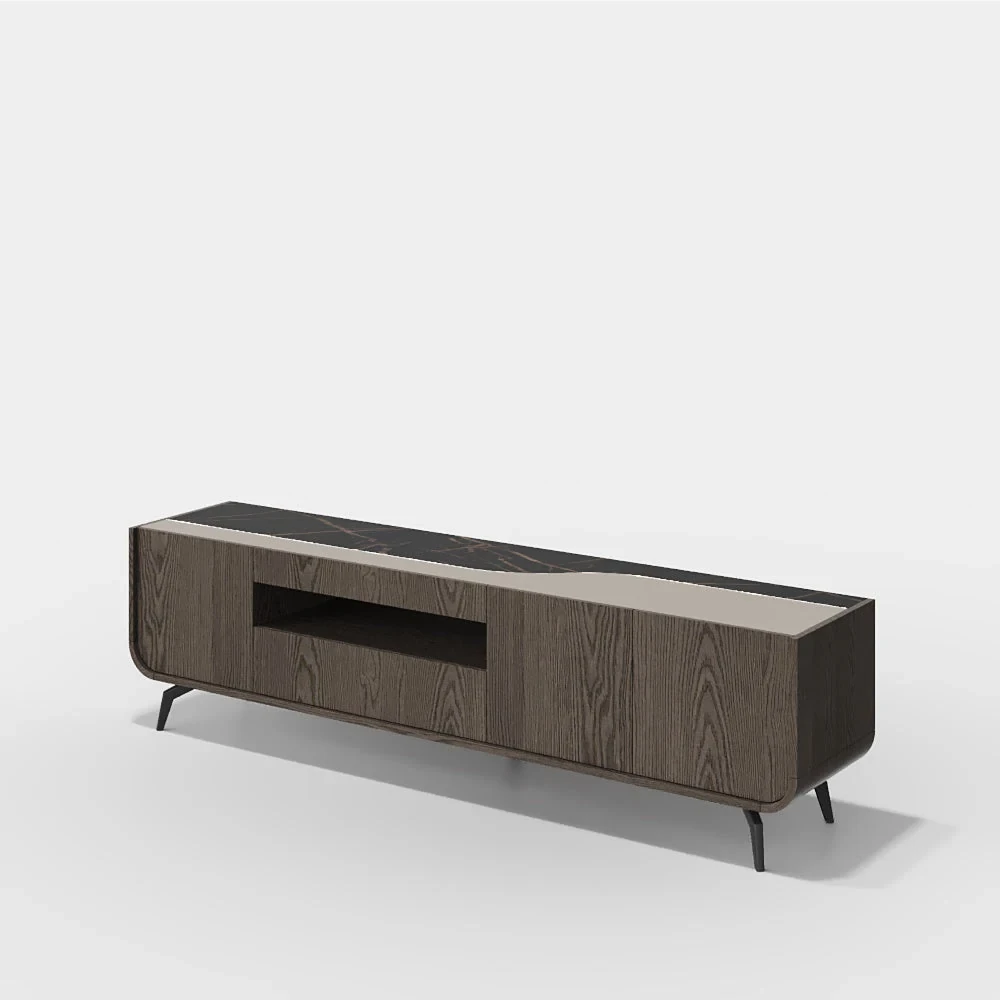Raggi V 220 cm - Meuble TV sur pieds éclairé