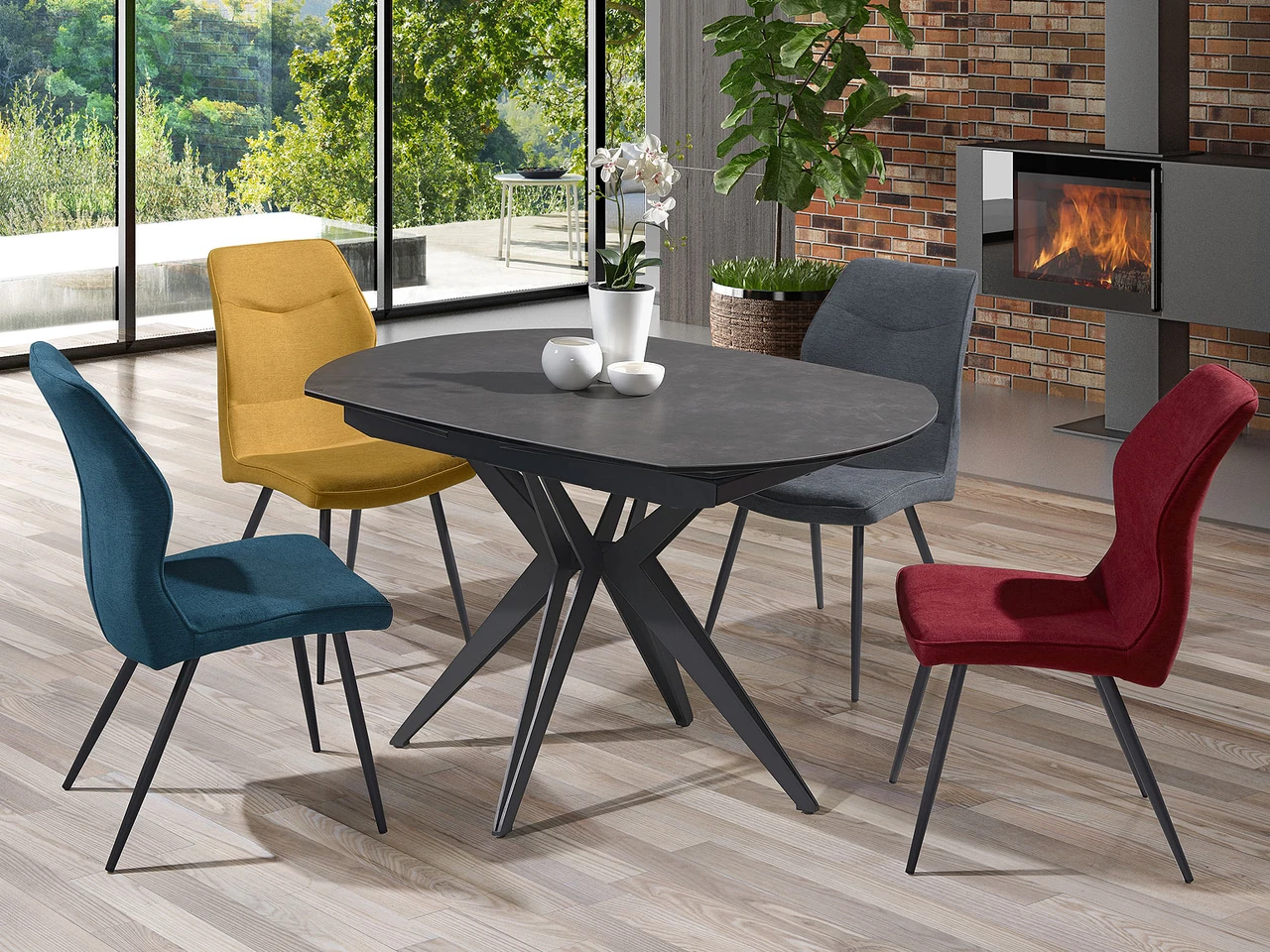 Nymphe - Table ovale plateau céramique