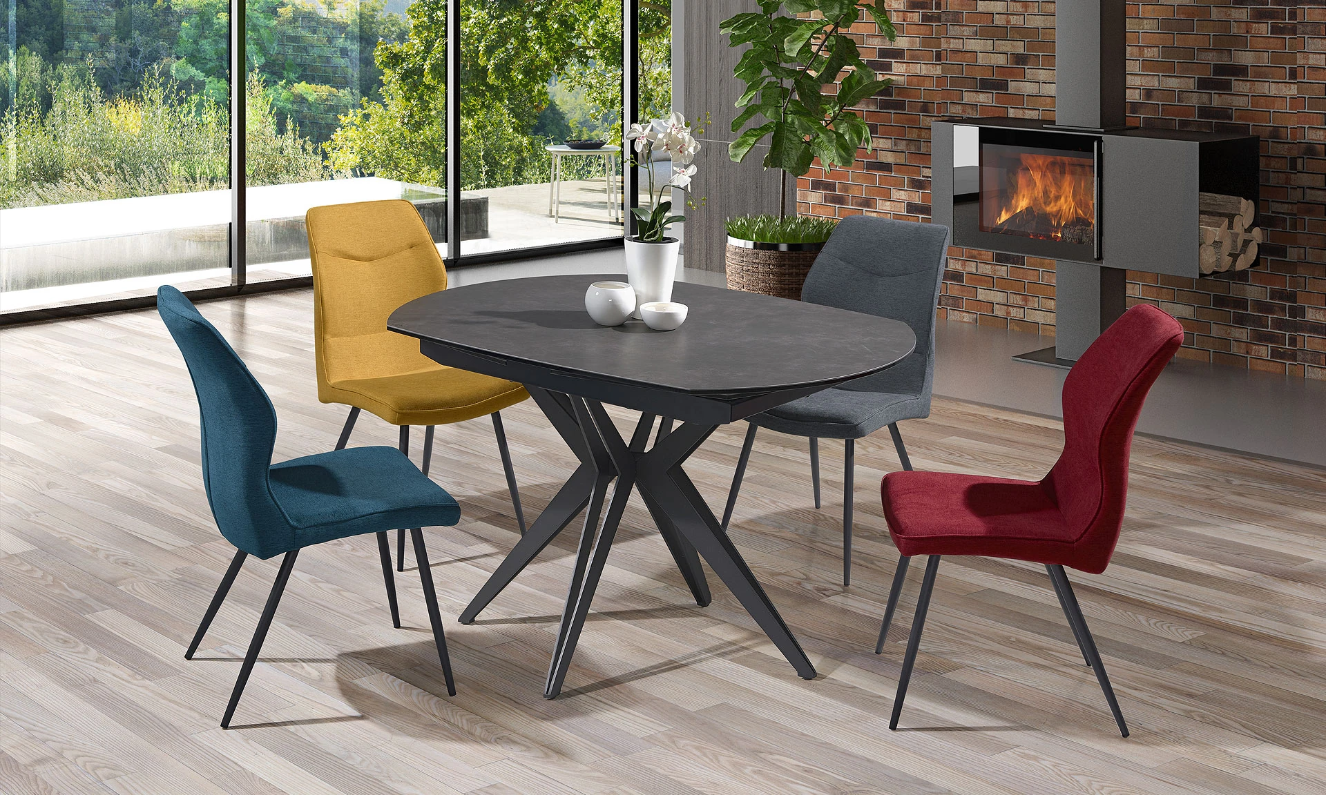 Nymphe - Table ovale plateau céramique