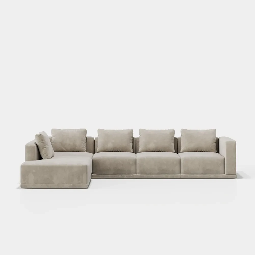 Colline - Canapé 3 places chaise longue gauche · Velours crème
