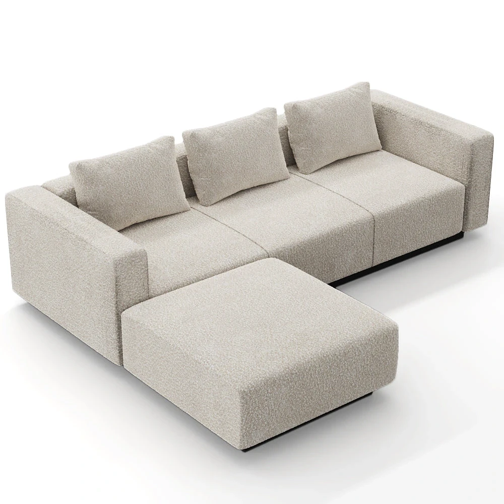Laggi - Canapé 3 places avec chaise longue à gauche