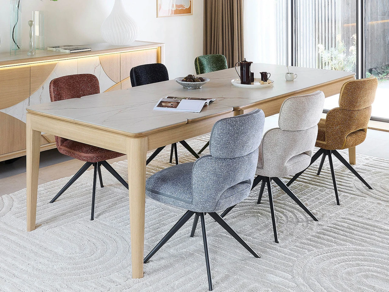 Rosalie - Table céramique beige veinée