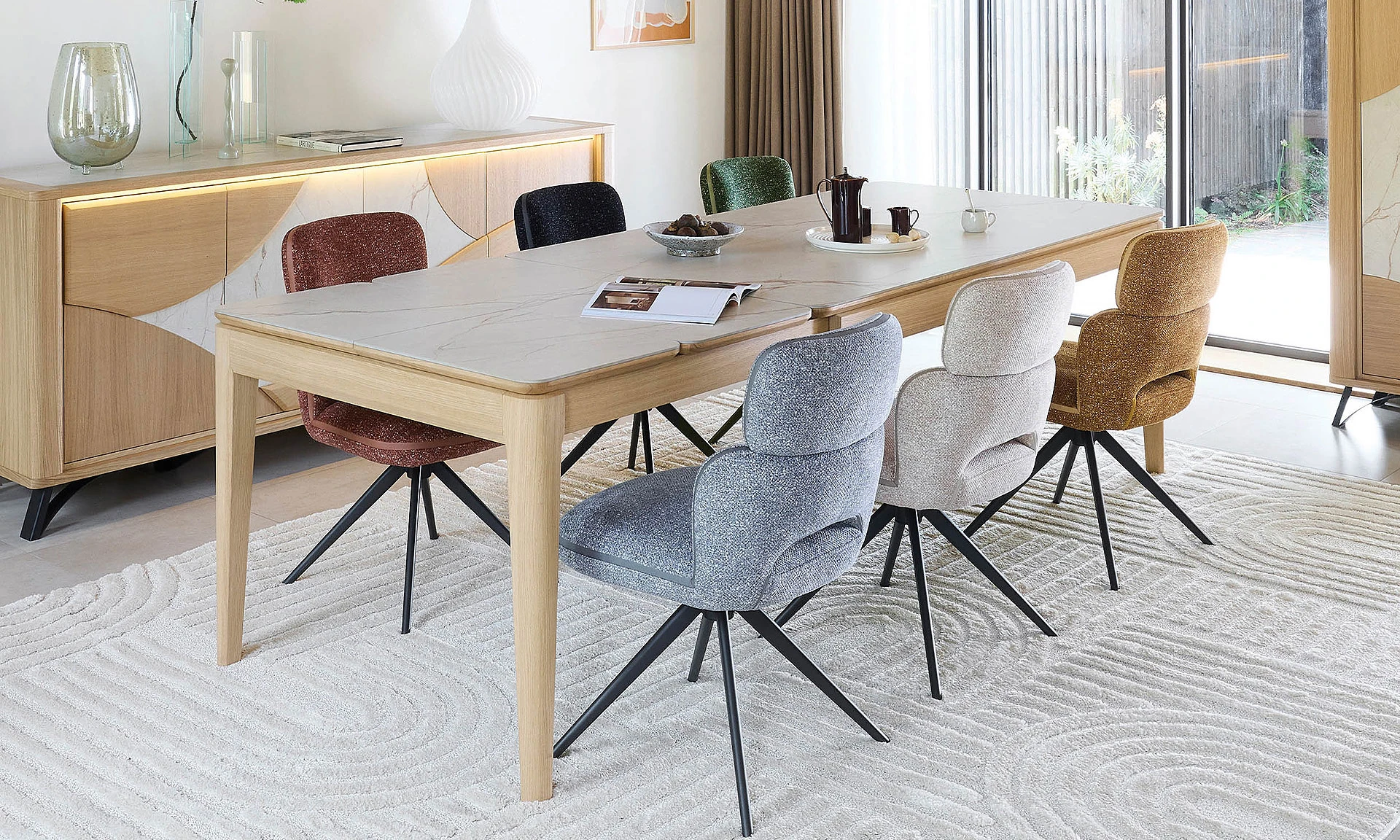 Rosalie - Table céramique beige veinée