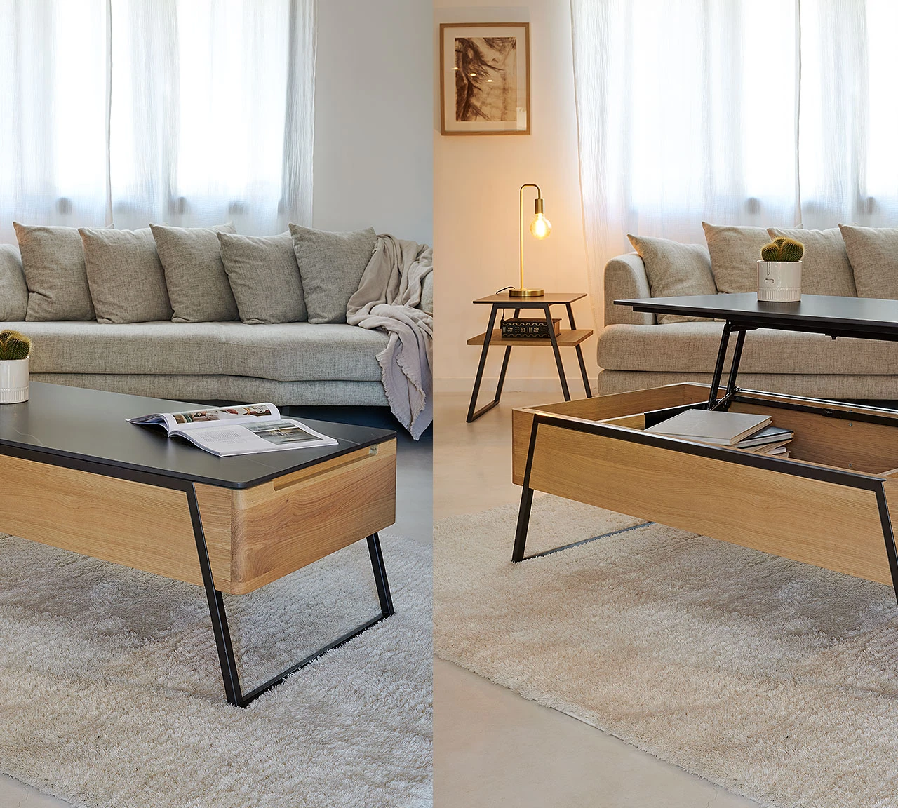 SUZIE - Table basse relevable, console et coin canapé