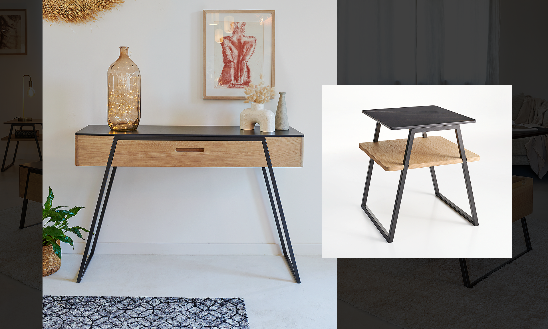 SUZIE - Table basse relevable, console et coin canapé