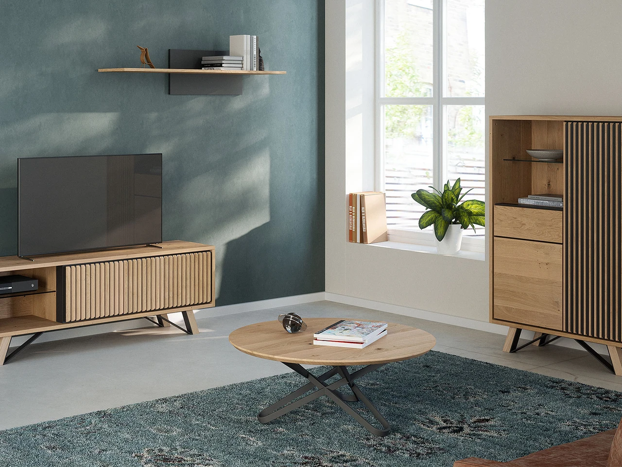 Thèbes - Meuble TV, table basse et armoirette