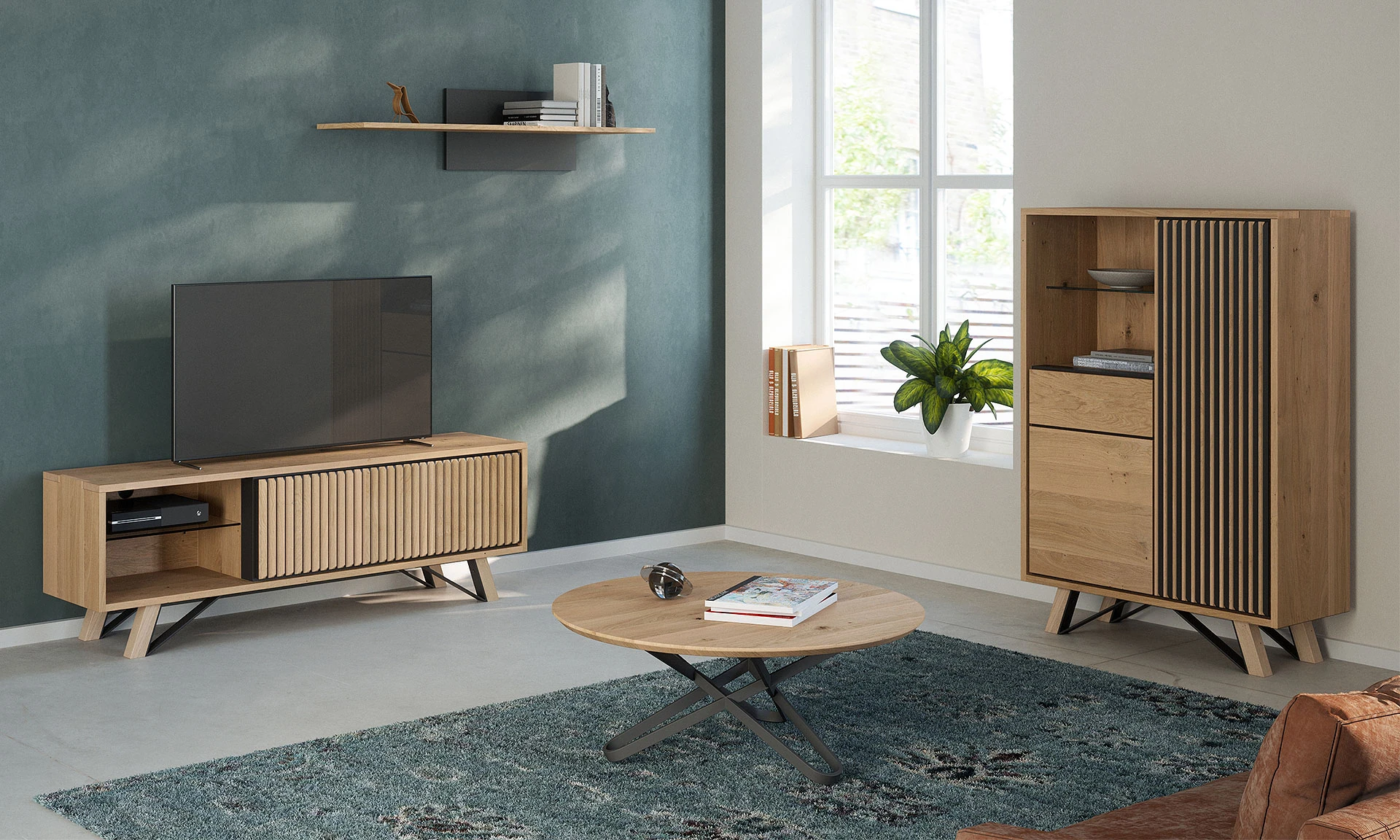 Thèbes - Meuble TV, table basse et armoirette
